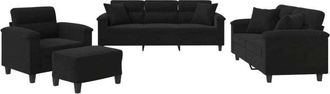 vidaXL Juego De Sof&aacute;s Con Cojines 4 Piezas Tela Microfibra Negro Vidaxl
