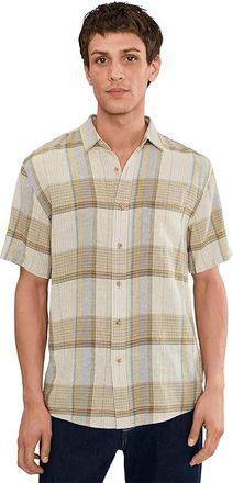 Pendleton Dawson Linen Shirt Short Sleeve Mens Jacket Ecru/Tan/Blue Plaid : 2XL, Linen/Rayon