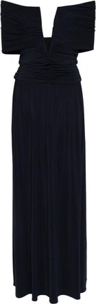 Magda Butrym off-shoulder ruched maxi dress - women - Viscose/Spandex/Elastane - 38 - Blue