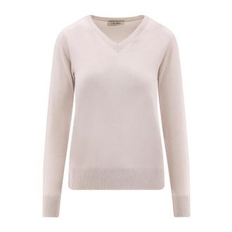 Max Mara Idoneo Sweater - Dames - V-hals truien - Wit - M - Wol - Truien & Vesten