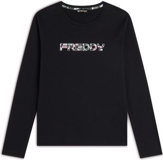 Freddy T-shirt donna manica lunga in jersey con logo maculato