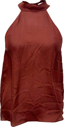 Nili Lotan Nili Lotan Alla Halterneck Top in Burgundy Silk