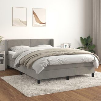 vidaXL Vidaxl - Cama Box Spring Con Colch&oacute;n Terciopelo Gris Claro 140x190 Cm