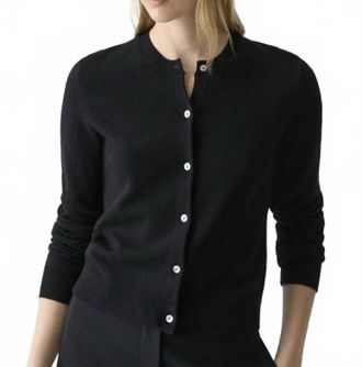 Theory Crewneck Cashmere Long Sleeve Cardigan In Black