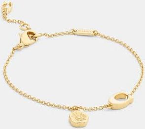 Coach Enamel Signature Tea Rose Charm Linear Bracelet
