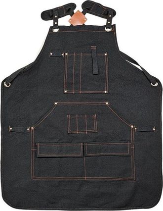 OEM Delantal, Delantal De Trabajo Para Hombre, Delantal De Lona, Adecuado Para Carpinter&iacute;a, Jardiner&iacute;a Y Trabajos De Taller, 75 X 63 Cm, Negro