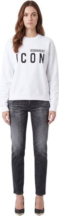 Dsquared2 White Graphic Crew Neck Sweatshirt