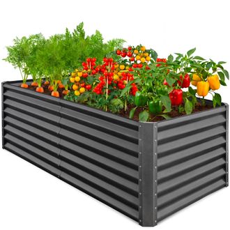 Best Choice Products 6x3x2ft Outdoor Metal Raised Garden Bed, Planter Box for Vegetables, Flowers, Herbs