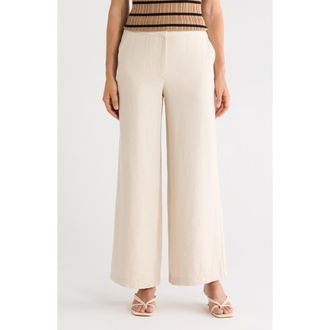 T Tahari Textured Wide Leg Pants in Light Tan at Nordstrom Rack, Size 10