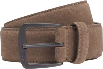 HUGO BOSS Italiaanse su&egrave;de riem - Heren - Accessoires - Beige - Maat: 95 CM Su&egrave;de