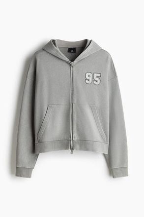 H&M Oversized Fit Boxy Zip-through Hoodie in Dusty Gray/95 at Nordstrom, Size Xxx-Large