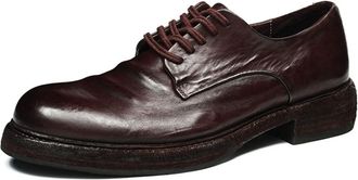 Generic Mens Low Block Heel Vintage Oxfords Lace Up Formal Shoes Round Toe Patent Leather Wedding Party Prom Shoes,Brown1,7.5 UK