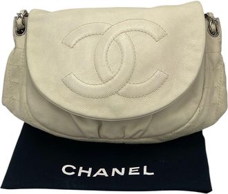 Chanel Halfmoon WOC Vintage White Caviar Silver
