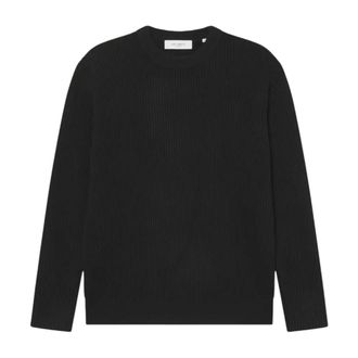 Les Deux Round-neck Knitwear, male, Black, Size: XL Eddie Wool Rib Crewneck Knit