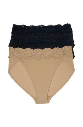 Skarlett Blue Divine Lace Trim French Cut Brief 3-Pack in Black/black/nylon at Nordstrom, Size X-Large