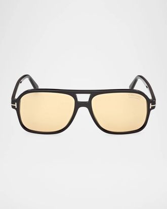 Tom Ford Men & apos;s Madison-02 Pilot Acetate Sunglasses