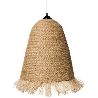 Beliani L&aacute;mpara Colgante Elegante De Jacinto De Agua Fibra De Pl&aacute;tano Con Flecos Estilo Boho Tejido A Mano Iluminaci&oacute;n Sal&oacute;n Comedor Natural Arys