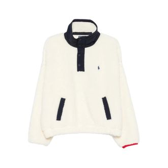 Ralph Lauren Jassen, Dames, Beige, M, Polo Bear High-Pile Fleece Funnelneck