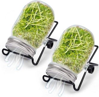 OEM Juego De 2 Macetas Para Germinar Con Boca Ancha Y Tapas De Acero Inoxidable, Kit De Cultivo Para Brotes De Br&oacute;coli, Alfalfa Y Frijoles Mungo