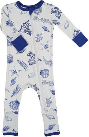 Everly Grey Convertible Romper Fitted Long Sleeve Pajama in Coastal at Nordstrom, Size 12-18M