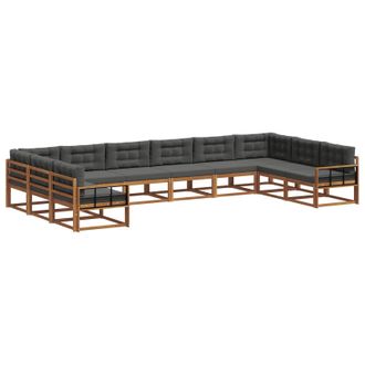 vidaXL Conjunto De Sof&aacute;s De Exterior 10 Uds. Natural Y Antracita Vidaxl