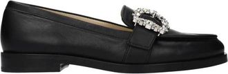 Jimmy Choo London Leren Instap Loafers - Dames - Loafers - Zwart - 40 EU - Leer - Schoenen