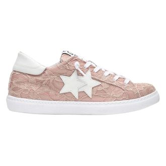 2Star 2Star, Schoenen, Dames, Beige, 36 EU, Leer, Bruine Vetersneaker met Witte Leren Details