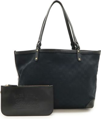 Gucci Black Canvas Leather Pouch Shoulder Bag Tote Bag (Pre-Owned)