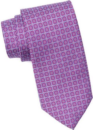 David Donahue Neat Silk Tie in Berry at Nordstrom
