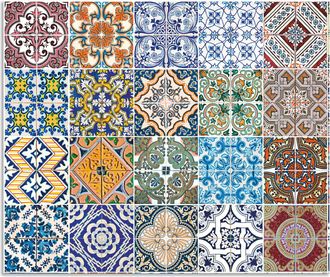 Artland Küchenrückwand »Gemusterte Keramikfliesen« Alu Spritzschutz mit Klebeband, einfache Montage