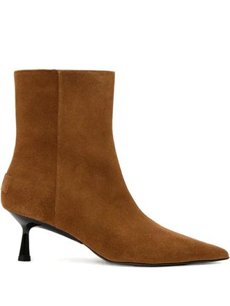 AllSaints 62 mm Vivian laarzen met puntige neus en rits - Bruin