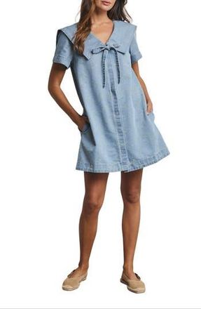 Wishlist Collared Floral Denim Minidress in Denim/Pink at Nordstrom Rack, Size Small