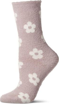 MeMoi Daisies Lavender Infused Crew Socks in Cement at Nordstrom, Size 9