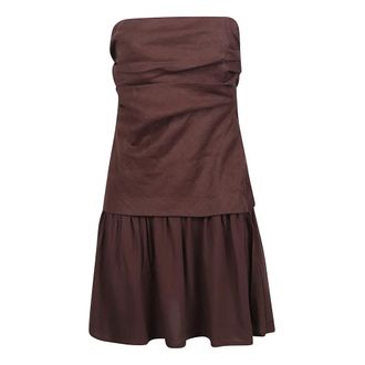 Faithfull The Brand Hedy Mini Jurk - Dames - Korte kleedjes - Bruin - 2XS - Linnen - Kleedjes