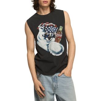 Lucky Brand Coca-Cola Polar Bear Cotton Graphic Muscle Tank in Jet Black at Nordstrom, Size Xx-Large