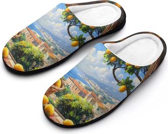 Generic Amalfi Coast Lemon Tree Ltalian Mens Slippers Comfortable And Non-slip Cotton Slipper Shoe for House