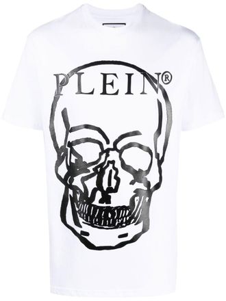 Philipp Plein T-shirt met doodskopprint - Wit