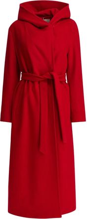 Herno hooded belted double-breasted coat - Red