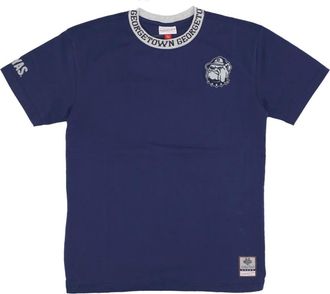 Mitchell & Ness Jacquard Ringer Vintage Logo Tee - Heren - Sportshirts - Blauw - L - Katoen - Fitness