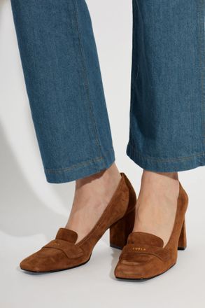 Furla Solid Heeled Shoes, Womens, Brown
