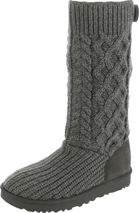 UGG womens Classic Cardi Cabled Knit, Grey, 8