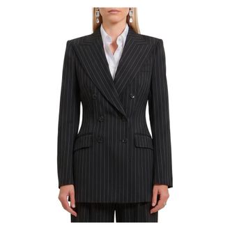 Dolce & Gabbana Giacca doppiopetto in lana gessata - - Jackets - Donna - Nero - S