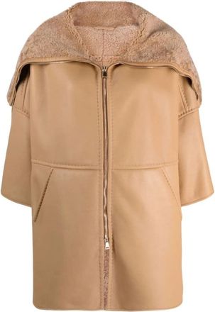 Max Mara Pappino Sheepskin Coat - Dames - Jassen - Bruin - L - Leer - Jassen