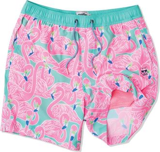 Party Pants Flockin Aye Happy Hour 7-Inch Swim Trunks in Mint Green at Nordstrom, Size Xx-Large