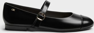 Charles & Keith Leather Cap-Toe Mary Janes