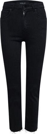 Replay Slim-fit jeans voor dames van een katoenmix met gerafelde randen (Grijs)