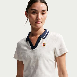 Nike Womens Court Court Collection Dri-FIT Cropped Tennis Polo in White | IB0772-133