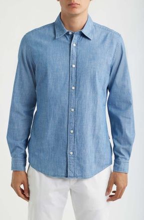 BOSS Roan Slim Fit Button-Up Shirt in Light Pastel/blue at Nordstrom, Size Medium