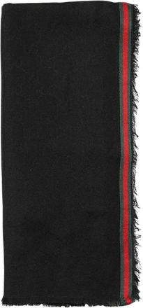 Gucci Accessoires, Heren, Zwart, ONE Size, Wol, Luxe Gestreepte Wollen Sjaal