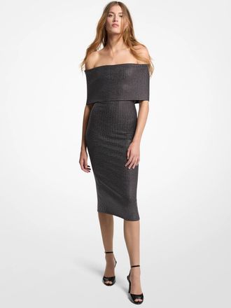 Michael Kors Studded Stretch Viscose Off-The-Shoulder Dress